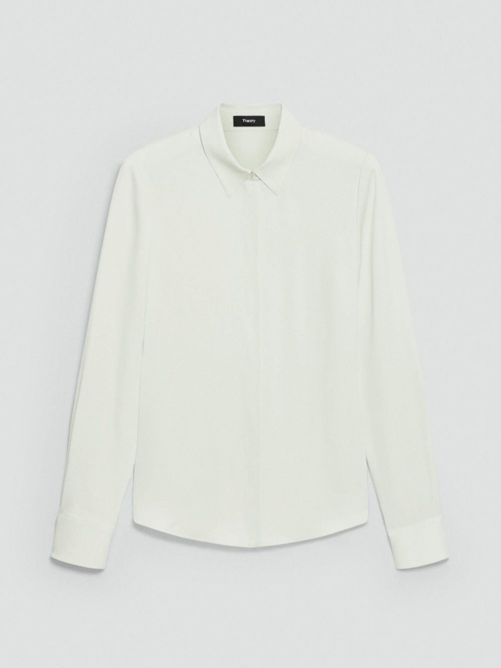 Theory Light Sea Glass Fitted Shirt in Silk Georgette Size P